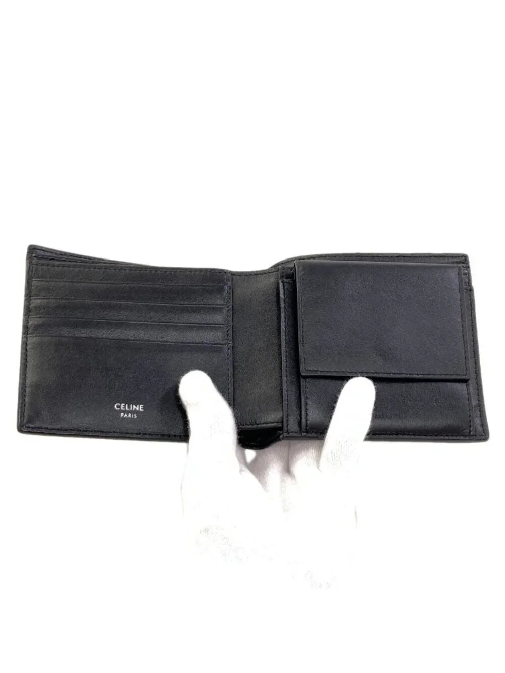Celine Logo Bifold Wallet Leather